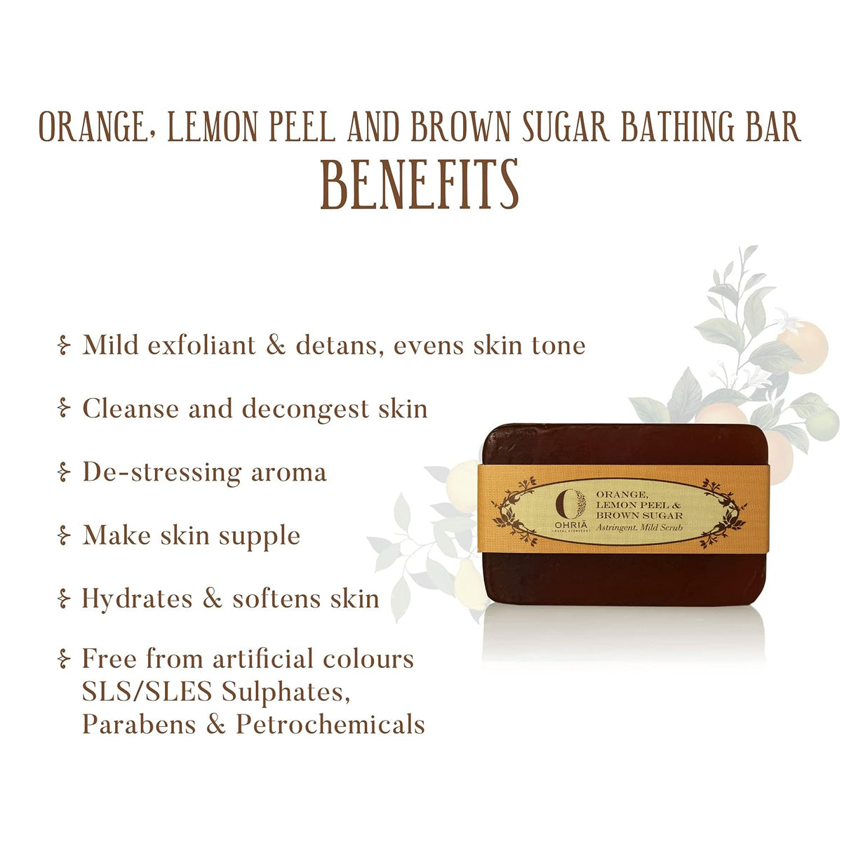 Ohria Ayurveda Orange, Lemon Peel & Brown Sugar Bathing Bar