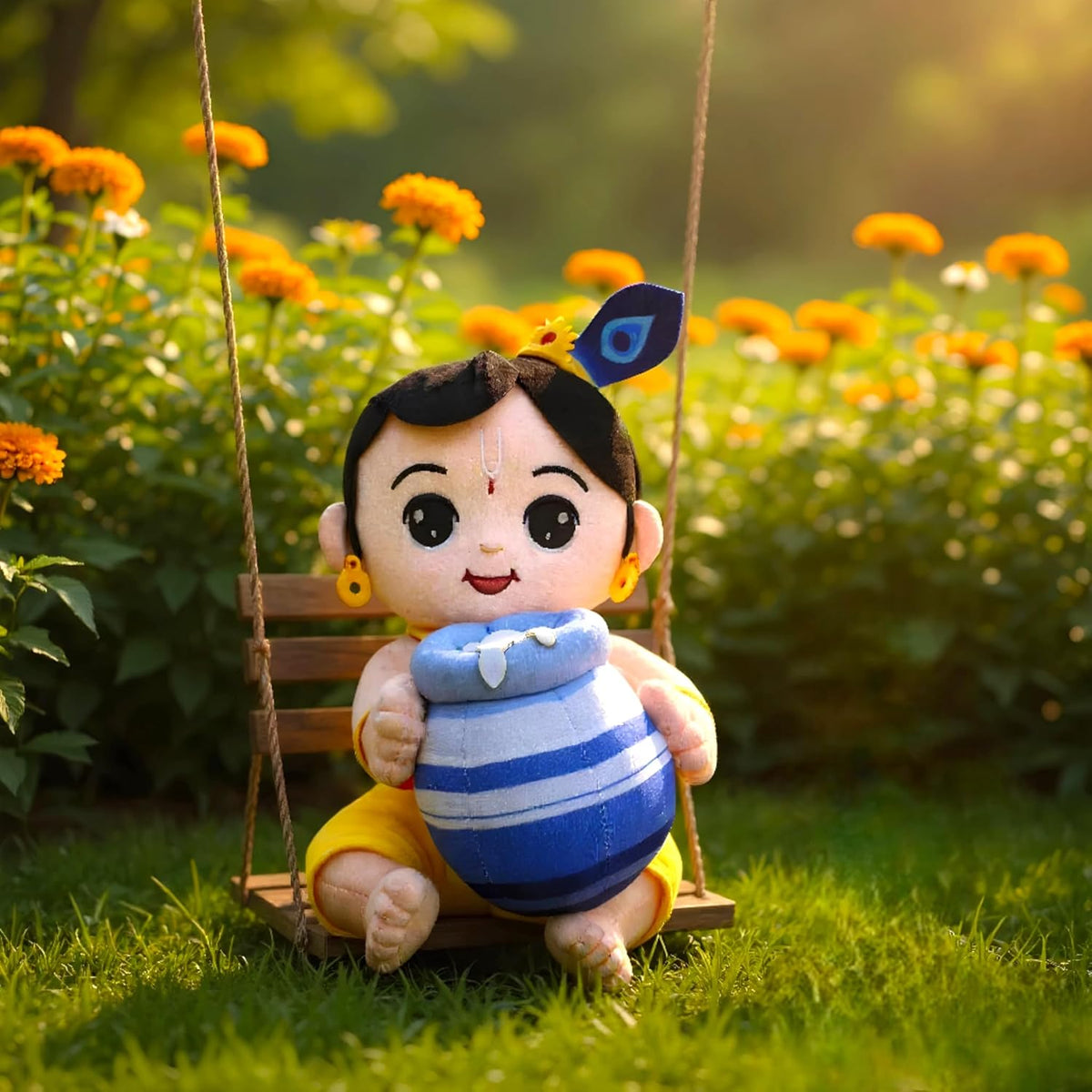 Mantra Chanting Soft Toy (25 Cm) Baby Krishna Musical Soft Plush Toy