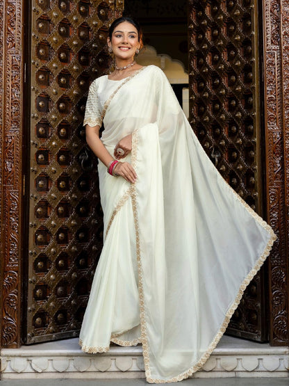 Vasthrlay Maroon saree with Sequins styling and ethnic look