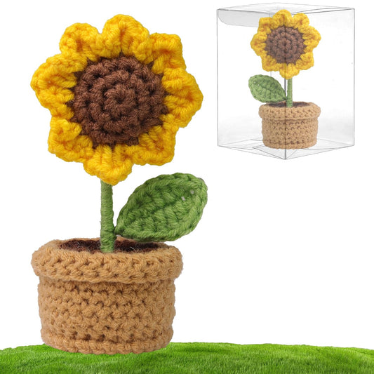 Crochet Flowers, Crochet Sunflower, Office Desk Decor - image 1