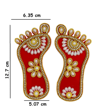 Kriwin Laxmi Charan Paduka Pearl Decorative Footprints 5 inch Pair
