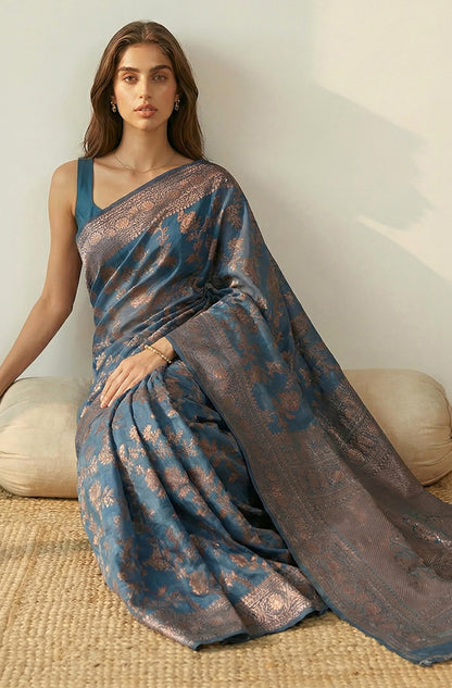 Vasthrlay Classic Floral Saree with elegant jacquard styling