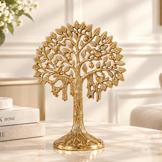 Behoma 100% Pure Brass Kalpvriksh Tree with Birds Set 7 Inch