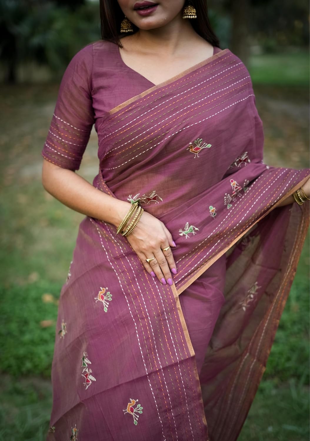 Vasthrlay Classic Embroidery Saree with elegant Cotton styling