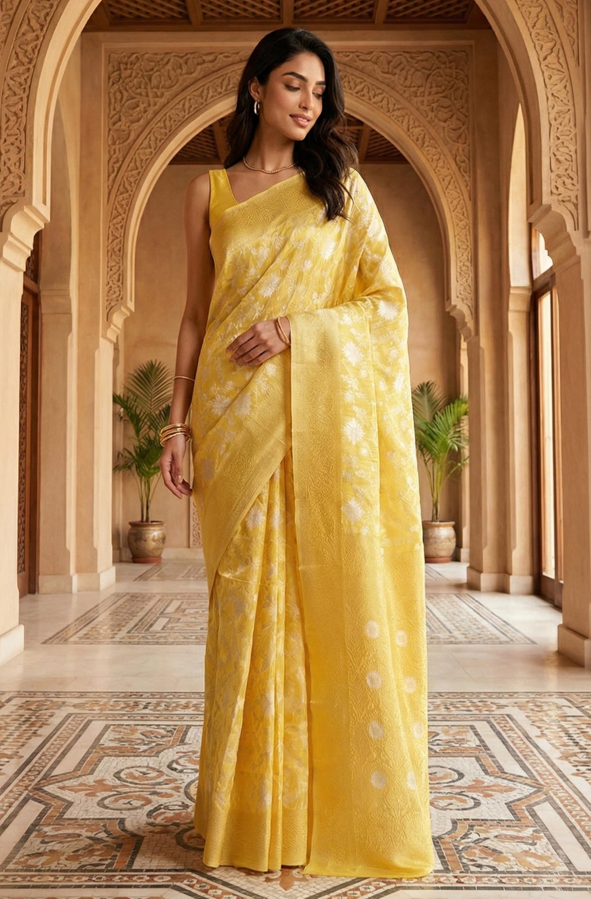 Vasthrlay Jacquard Classic Saree with decorative traditional design