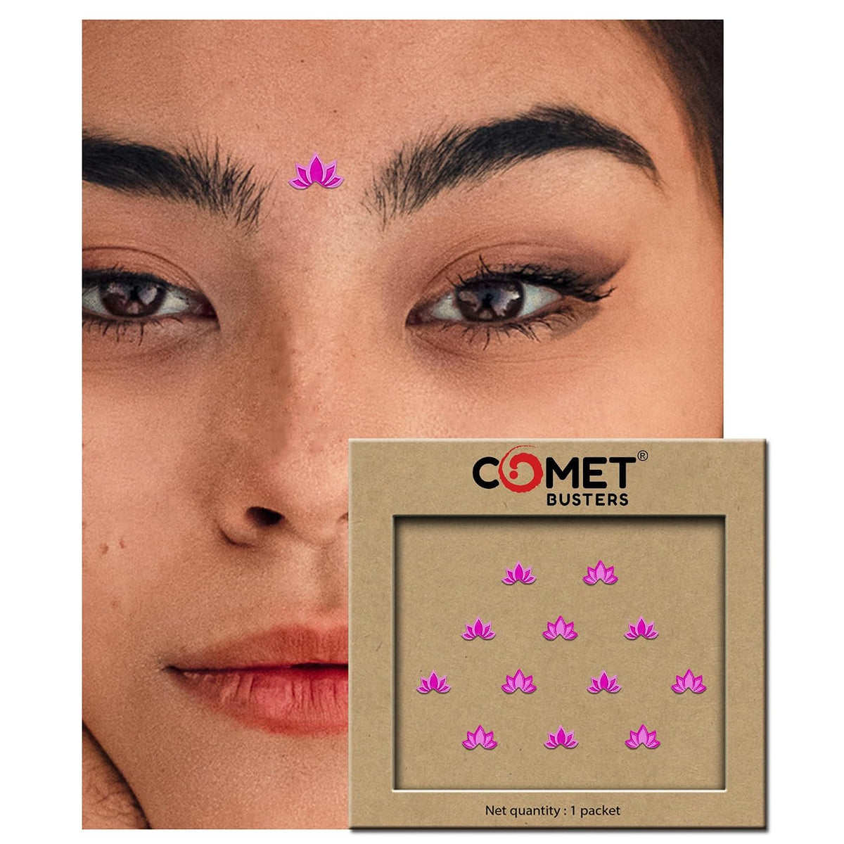 Comet Busters Handcrafted Pink Lotus Bindis 5 mm