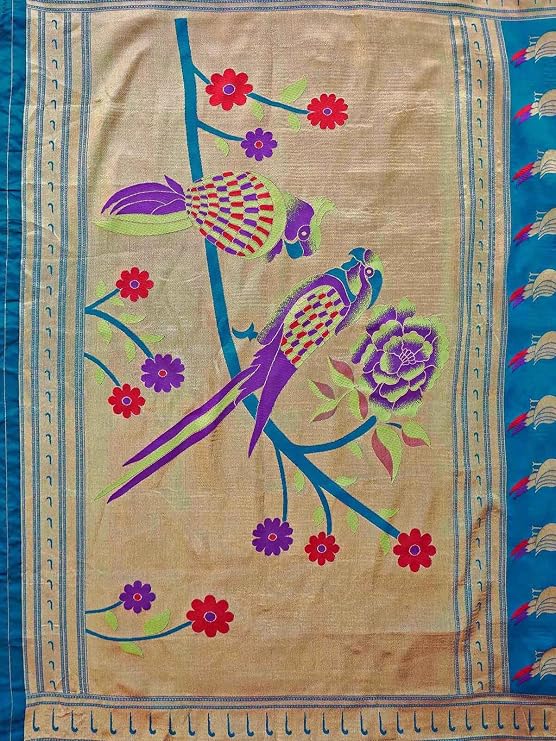 Vasthrlay Weaving saree design in Teal traditional style