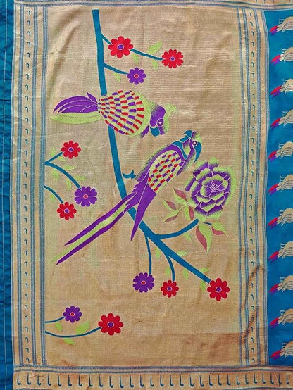 Vasthrlay Weaving saree design in Teal traditional style