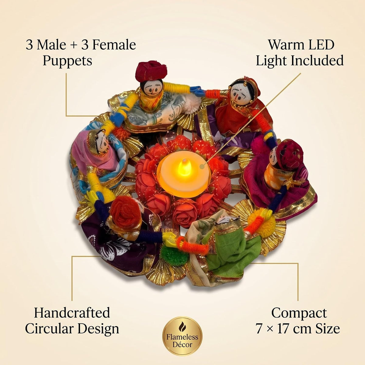 Jeevan Handicraft Rajasthani Puppet Tealight Candle Holder