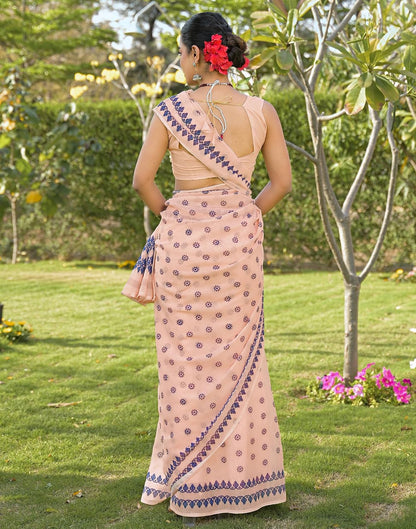 Vasthrlay Printed saree design in Peach traditional style