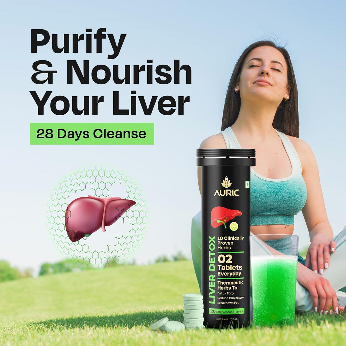 Auric Liver Detox Effervescent Tablet Drop Fizz & Drink