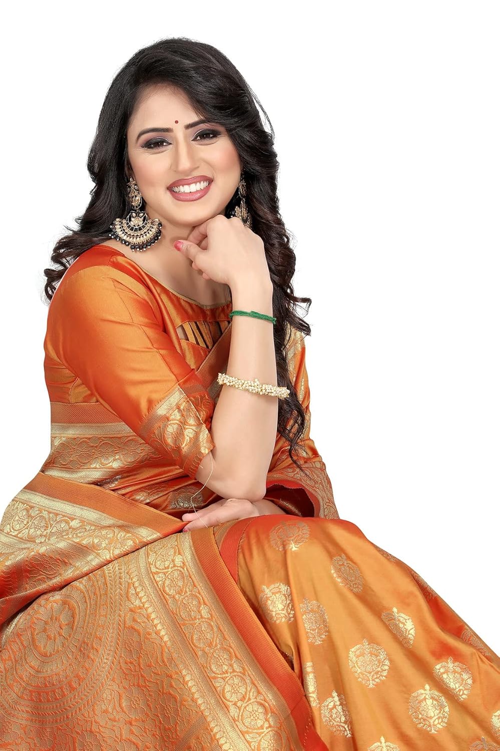 VasthrlayTraditional Saree in Mustard with elegant kanchipuram ethnic appeal