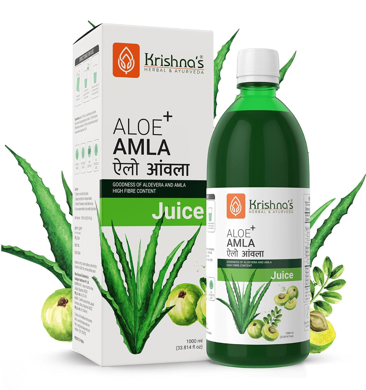 Krishna'S Herbal & Ayurveda Aloe+ Amla Juice 500Ml