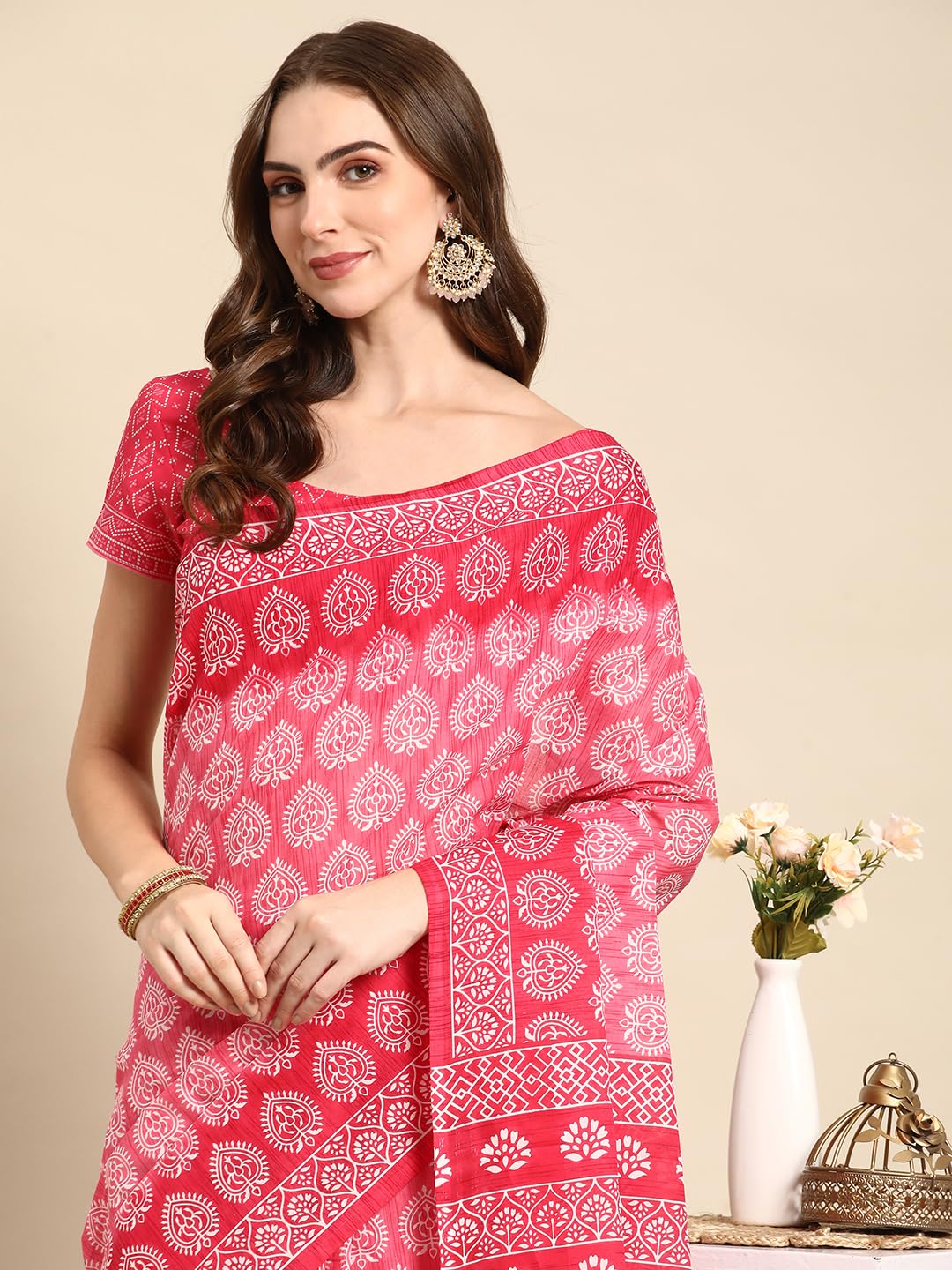 Vasthrlay Cotton Blue Saree with decorative printed design