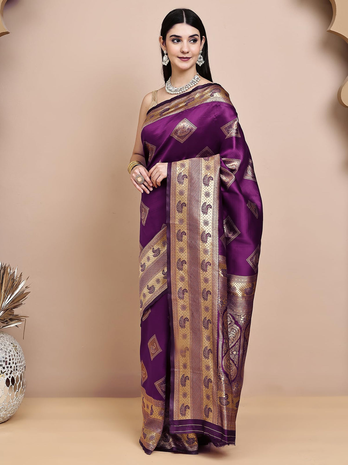Vasthrlay Traditional Saree in Green with refined silk ethnic appeal