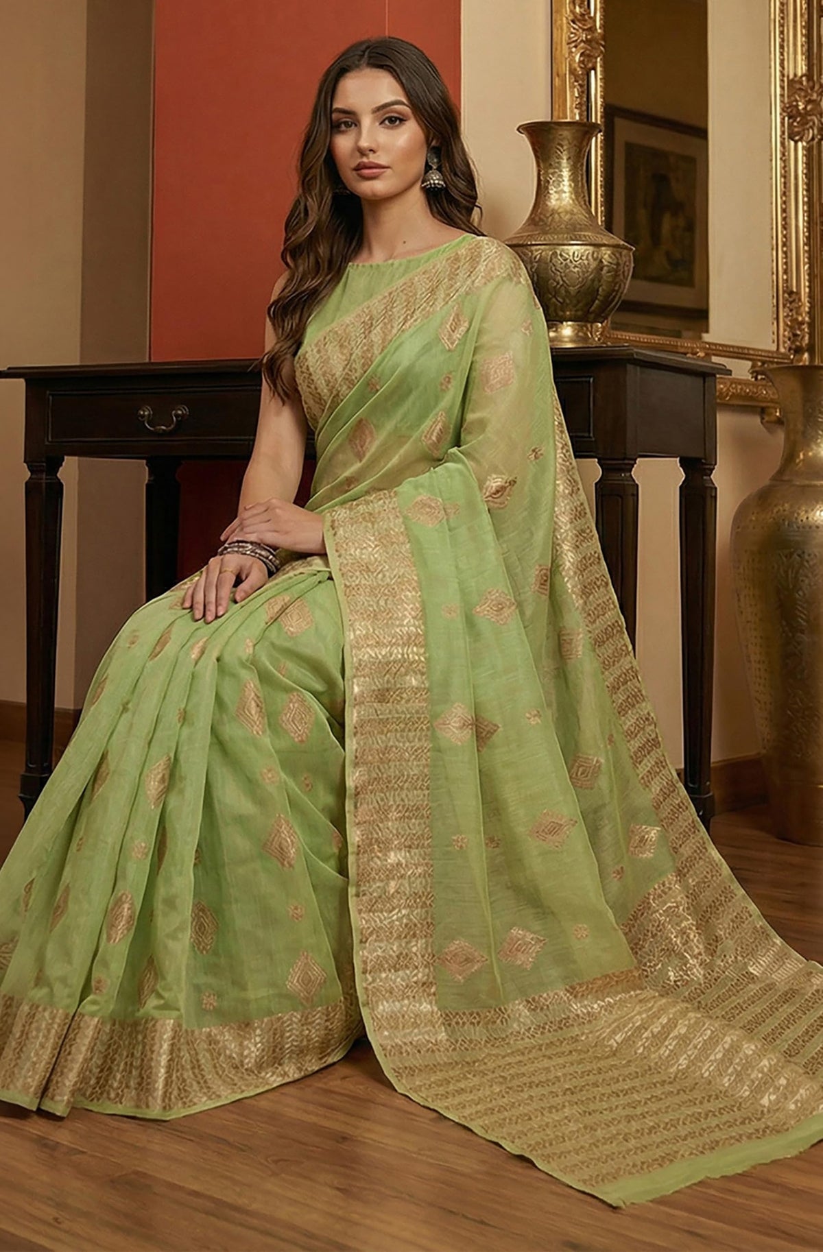Vasthrlay Jacquard Classic Saree with decorative traditional design