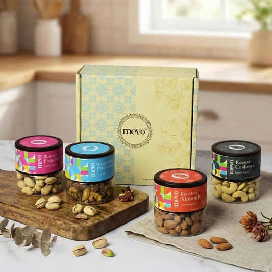 Mevo Roasted Almonds, Cashews, Pistachios & Panchmeva Wholesome Combo