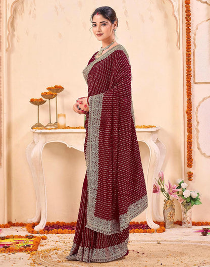 Vasthrlay ethnic saree in Maroon colour for festive occasions