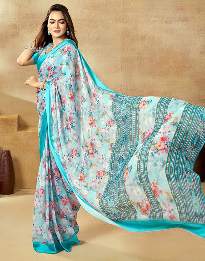 Vasthrlay Georgette saree in Multicolor colour for festive occasions