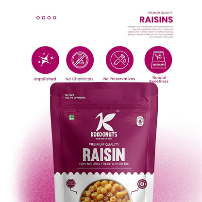 Kokoonuts Raisins unpolished no chemicals no preservatives