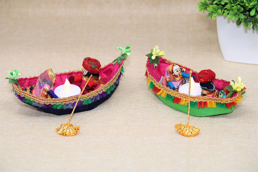Jeevan Handicraft Puppet Boat Tealight Holder Pack of 2