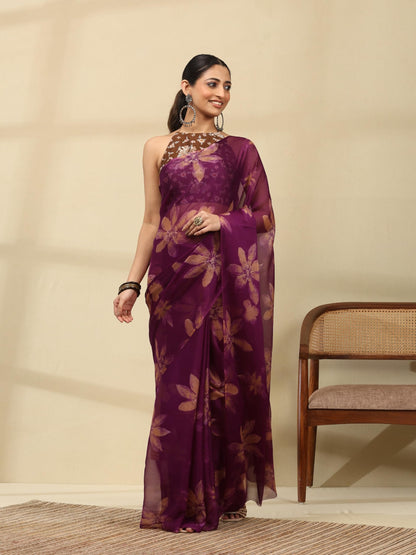 Vasthrlay Classic Floral Saree with elegant chiffon styling