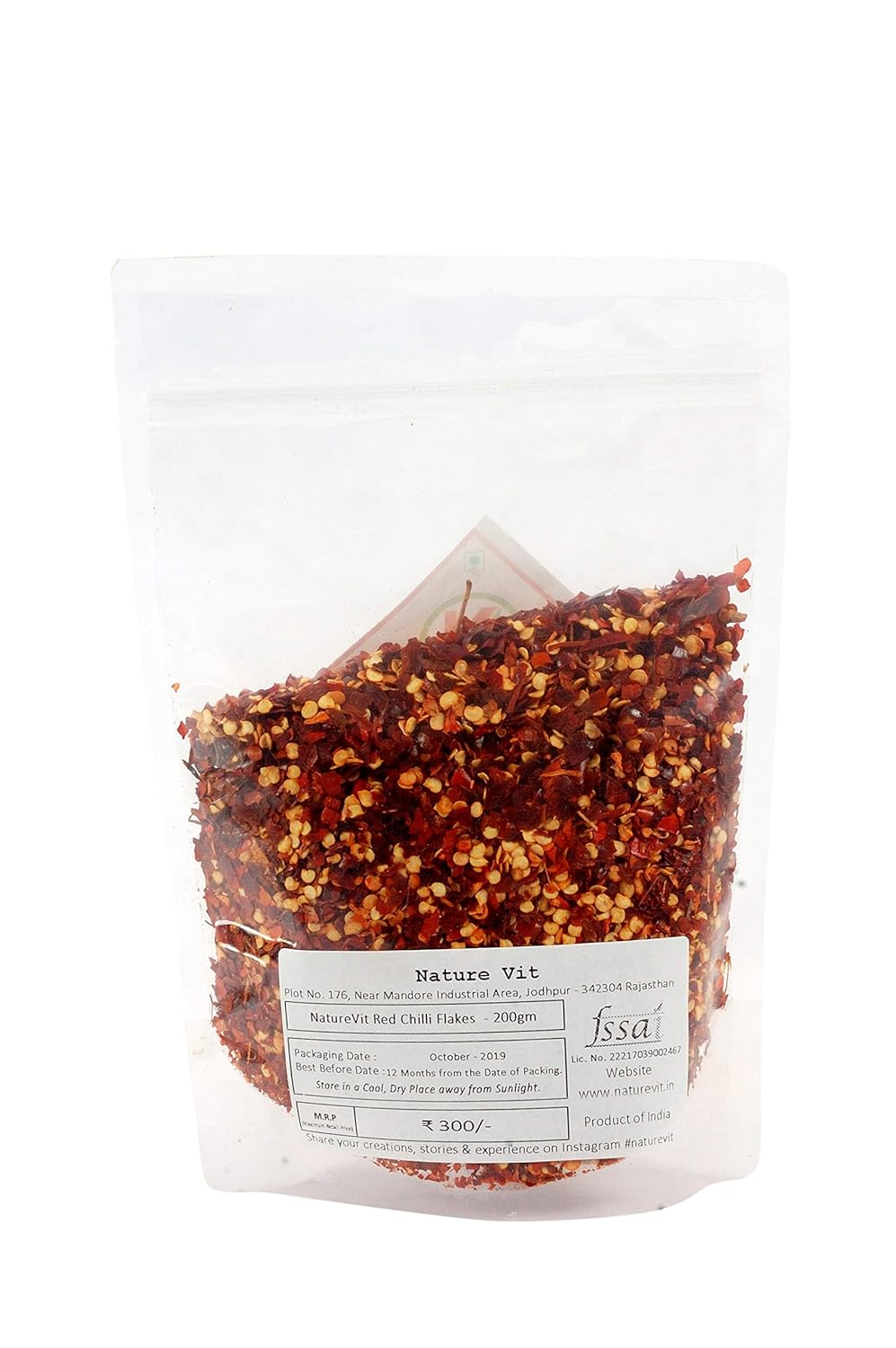 NatureVit Dried Red Chilli Flakes [Shaker Jar]