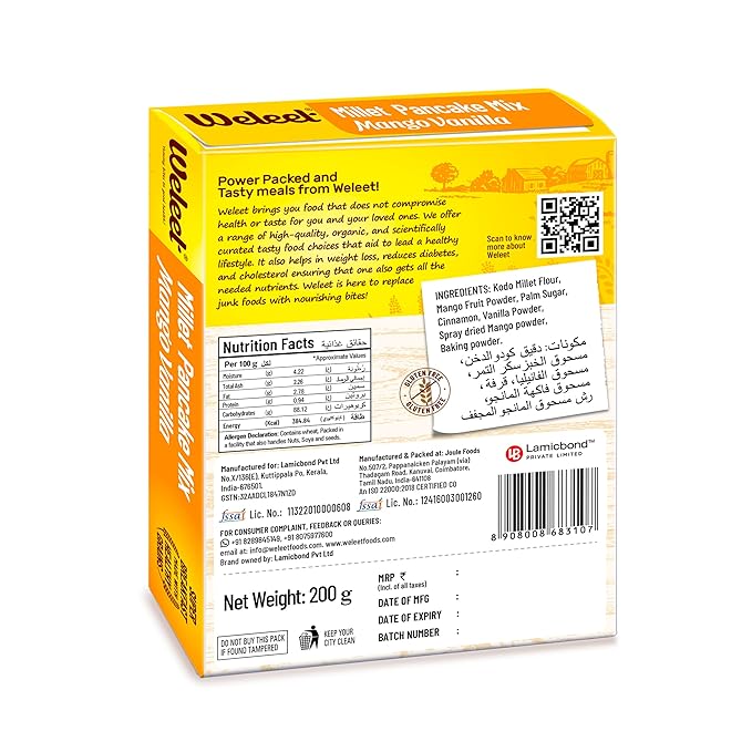 Weleet Millet Pancake Mix Mango Vanilla