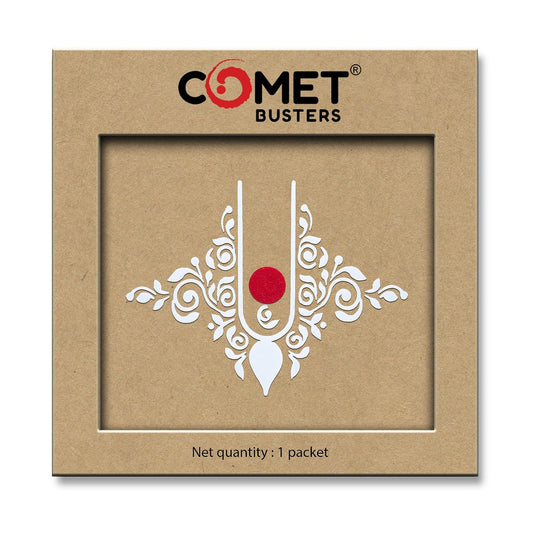 Comet Busters Traditional Kolka Tilak Bindi White with Red Kumkum Dot