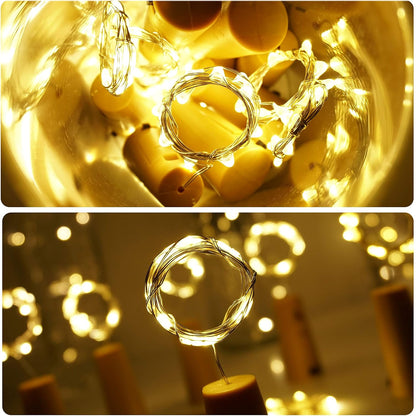 StarryMine Cork Bottle Lights 12 Pack 20 LED Battery Powered Warm White