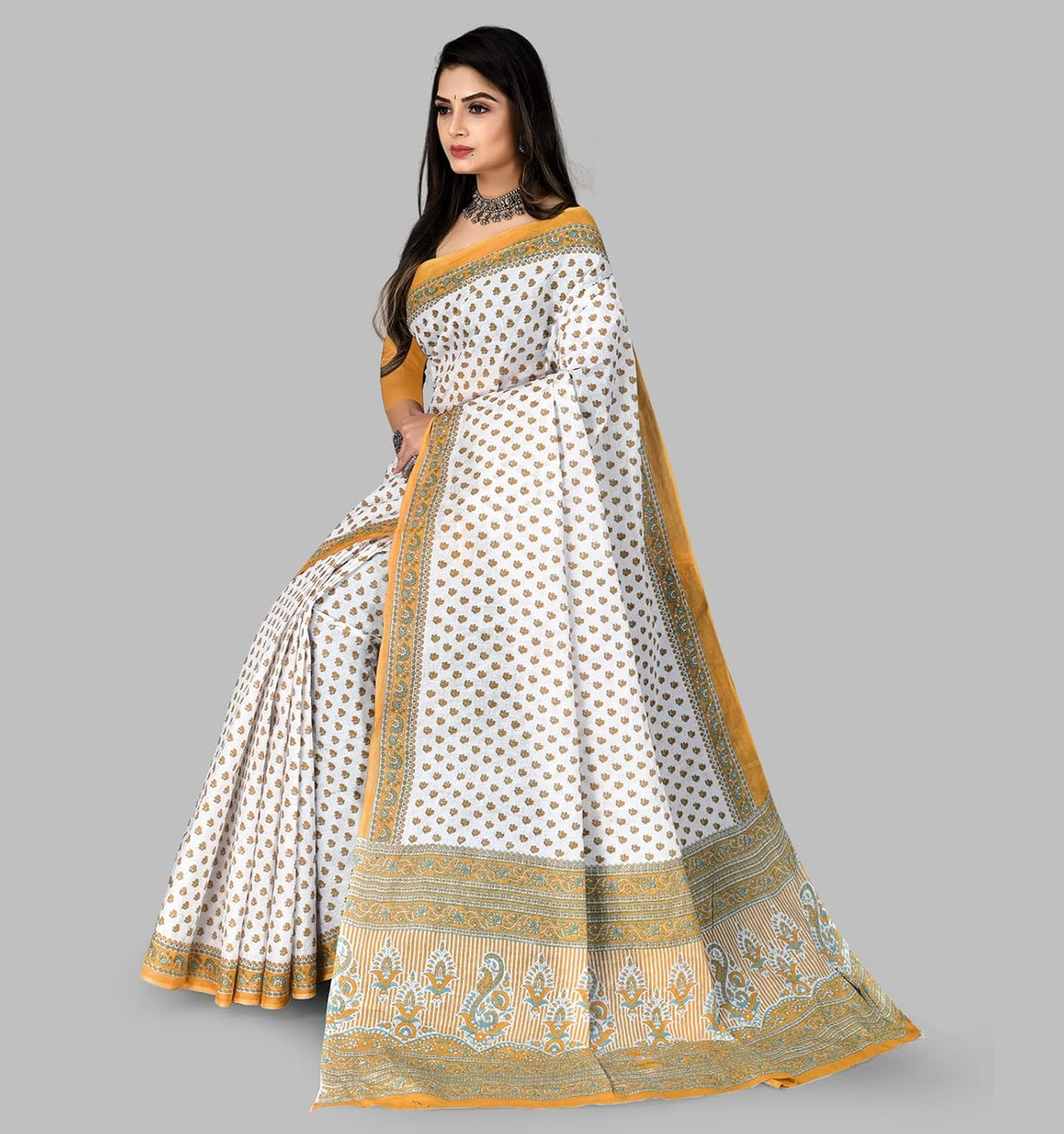 Vasthrlay Traditional Saree in White with refined cotton ethnic appeal