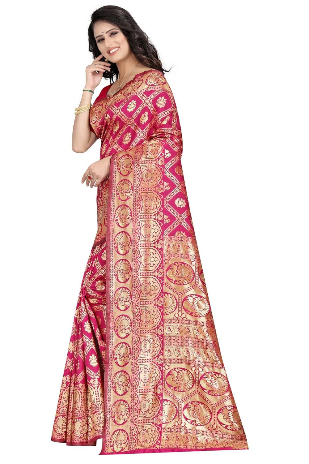 VasthrlayKanjivaram Firozi Green Saree with refined traditional design
