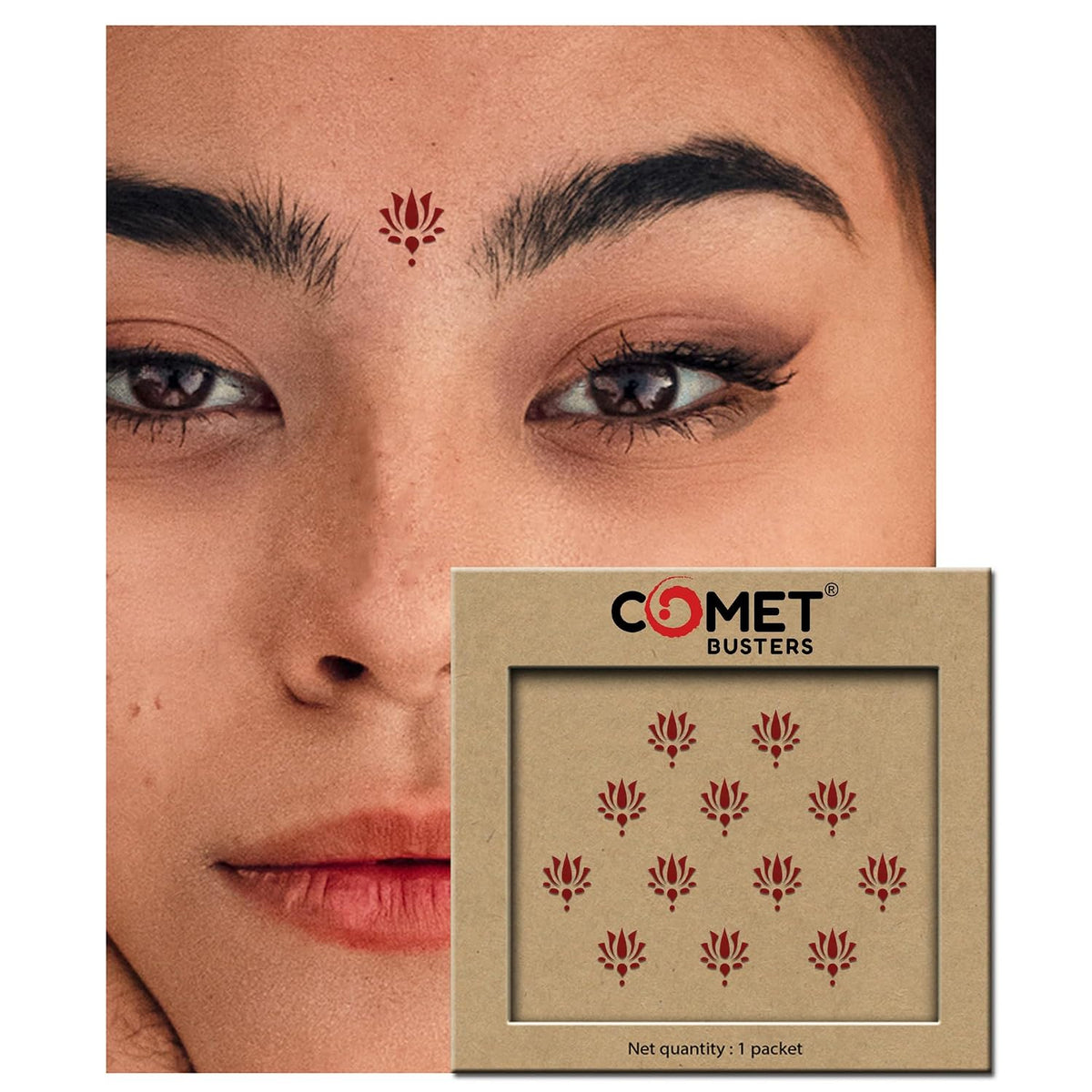 Comet Busters Maroon Lotus Designer Bindis 10 mm 12 Bindis