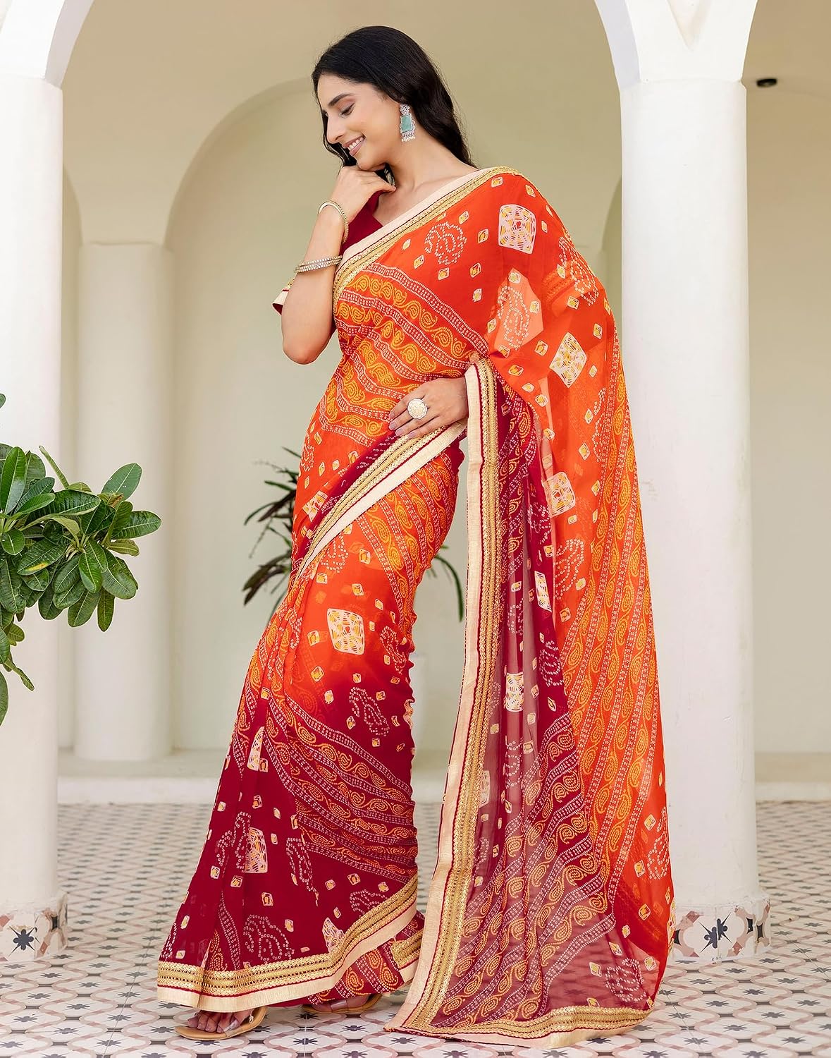 Vasthrlay Georgette saree in Multicolor colour for festive occasions