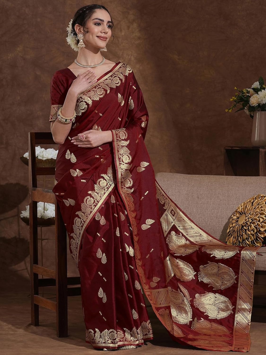 Vasthrlay Georgette Classic Saree with decorative traditional design