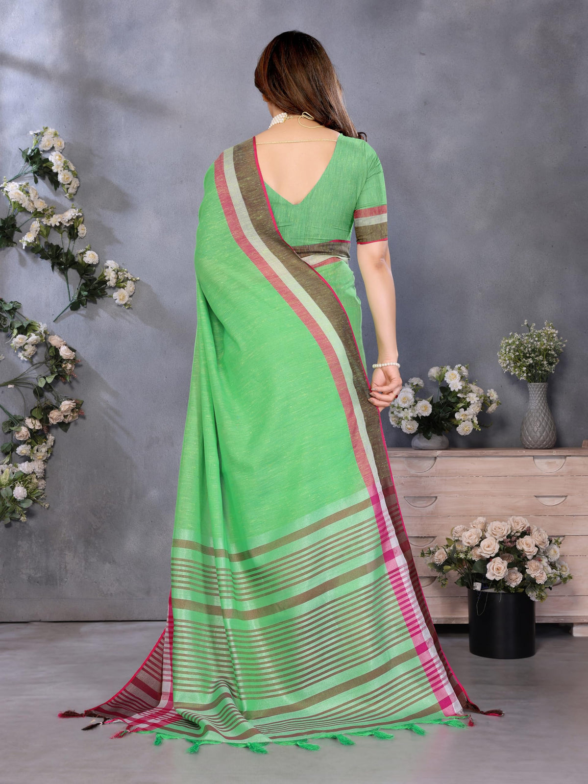 Vasthrlay Green Traditional Saree for wedding and party wear styling