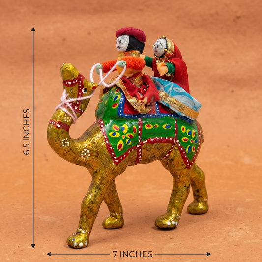 Jeevan Handicraft Rajasthani Camel Rider Couple Doll 18 cm