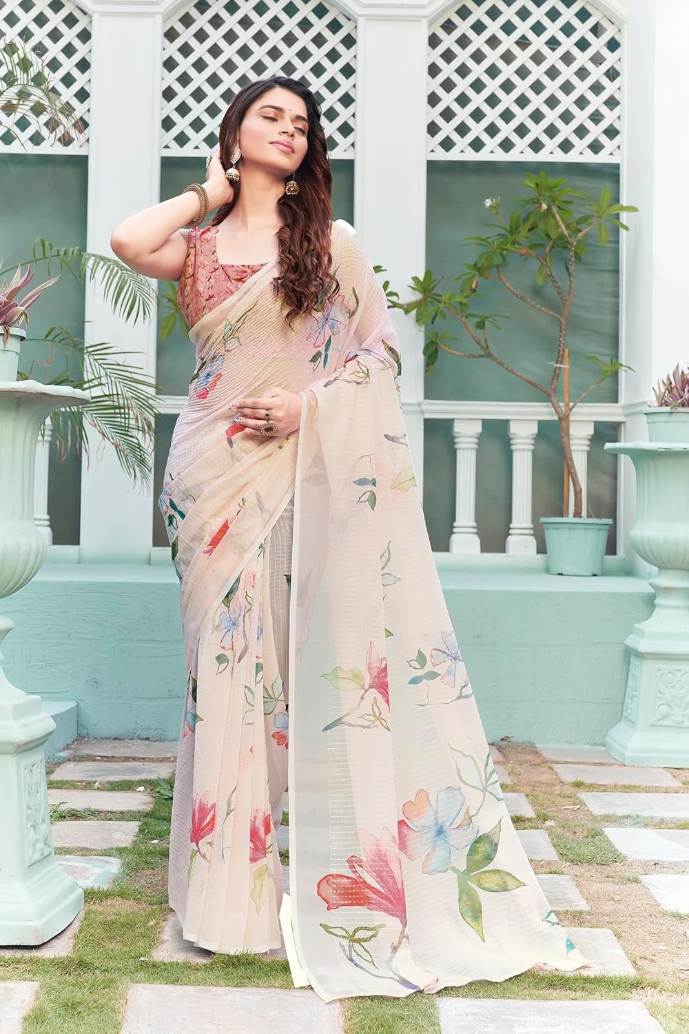 Vasthrlay Pink Ethnic Wear with elegant georgette styling