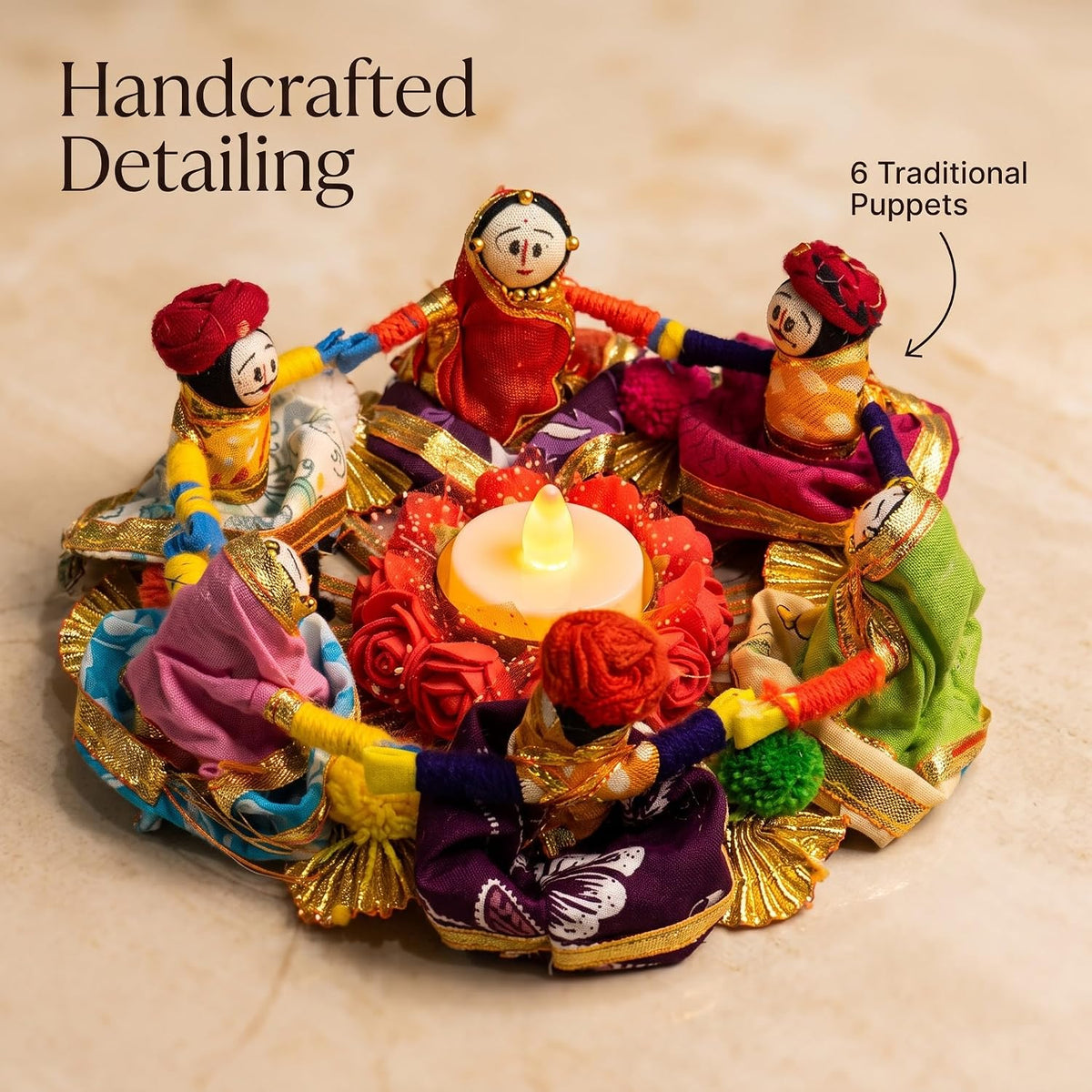 Jeevan Handicraft Rajasthani Puppet Tealight Candle Holder