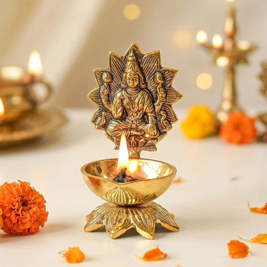 Behoma 100% Pure Brass Laxmi Diya for Pooja Room