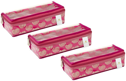HomeStrap Brocade Single Rod Bangle Box with Transparent Top and Zip