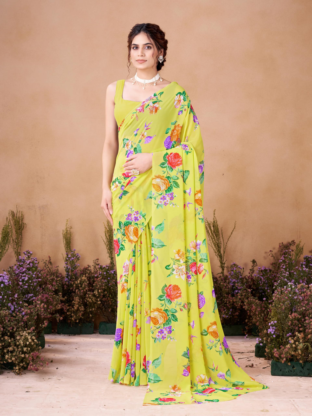 Vasthrlay Printed Saree in Classic with refined georgette ethnic appeal