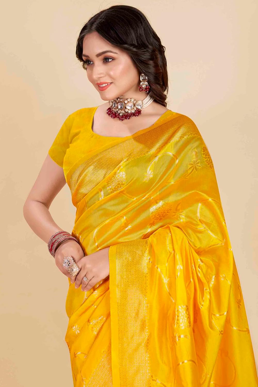 VasthrlayYellow Traditional Saree for wedding and party wear styling