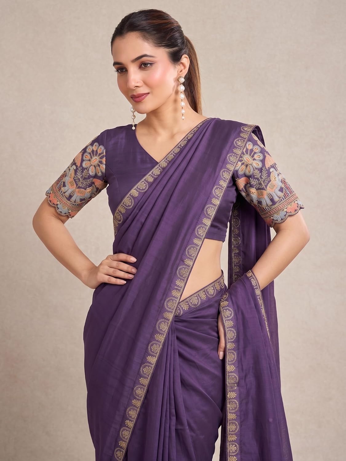 Vasthrlay Ethnic Classic Saree with decorative Embroidered design