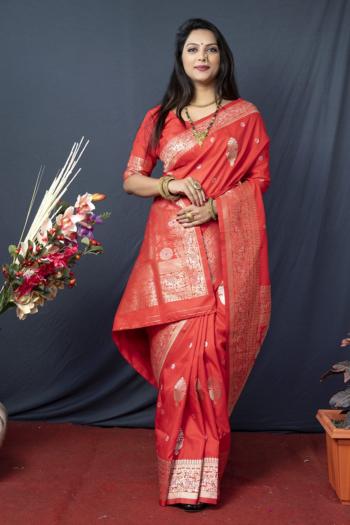 Vasthrlay Banarasi Classic Saree with decorative traditional design