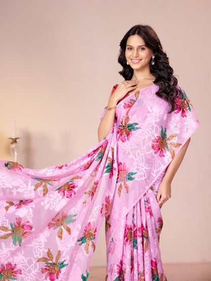 Vasthrlay Traditional Saree in Beige with refined georgette ethnic appeal