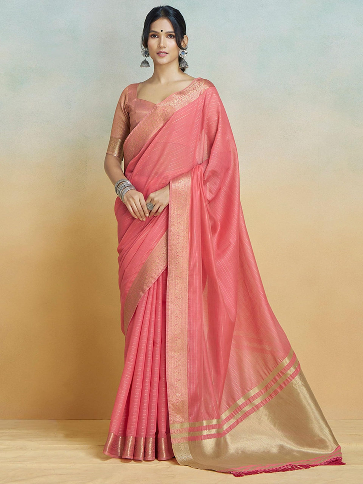 Vasthrlay Cotton Classic Saree with decorative traditional design