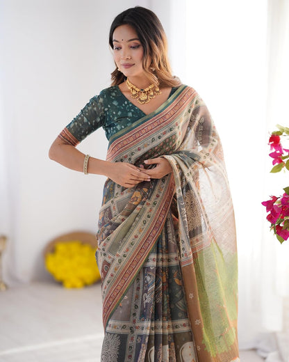 Vasthrlay Green Saree with elegant handloom and traditional styling
