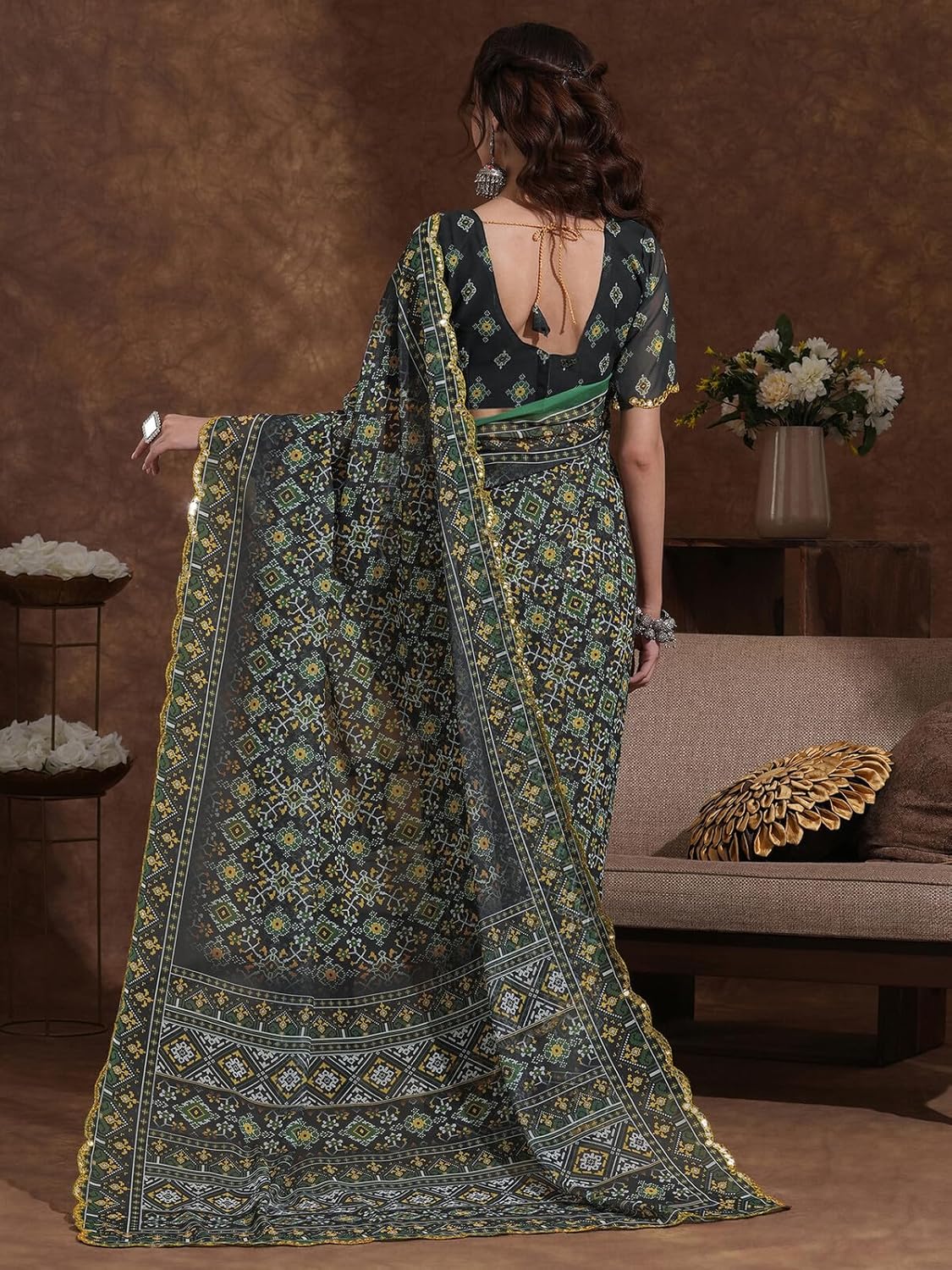 Vasthrlay Georgette Blue Saree with decorative printed design