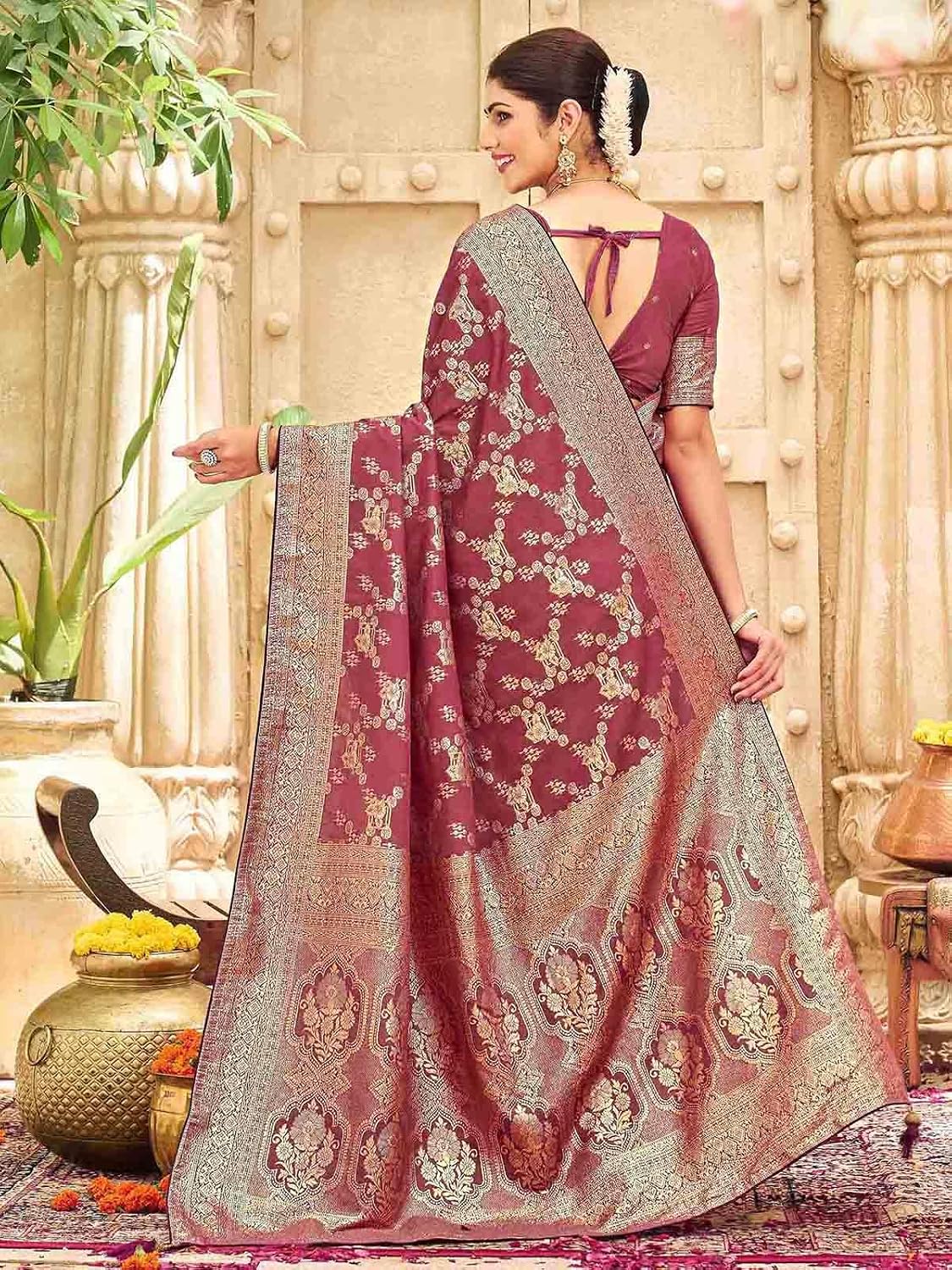 Vasthrlay Mauve Womens saree for ceremony and occasion wear
